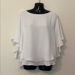 Tahari White Batwing Blouse, size Medium